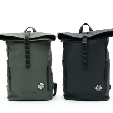 Roll Top Flap Backpack Water Resistant Commuter Laptop Bag for Men